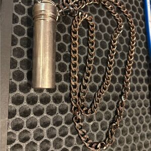 Metallic Cylinder Pendant & Gun Metal Heavy Duty Steel Chain / Necklace